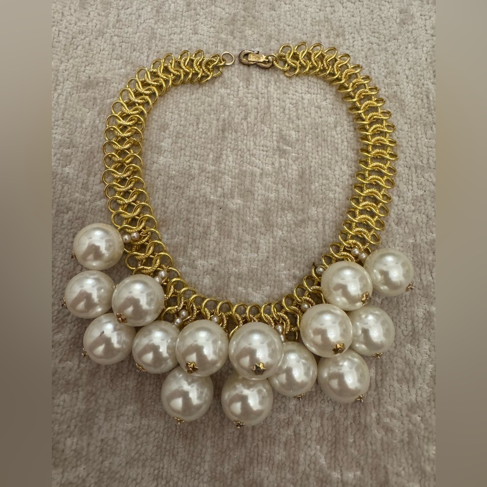 Vintage Kenneth Jay Lane Couture Pearl bib necklace